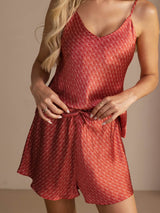 [جينكو نبيذي] SilkSilky-SA Sleeveless V Neck مجموعة قميص قصير 004
