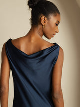 [أزرق غامق] SilkSilky-SA Sleeveless Cowl Neck فساتين نسائية 004