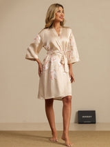 [شامبانيا] SilkSilky-SA 3/4 Sleeve رداء حمام نسائي 006