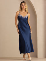 [أزرق] SilkSilky-SA Sleeveless V Neck فساتين نسائية 001