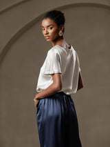 [رمادي فاتح] SilkSilky-SA Short Sleeve Boat Neck تي شيرت نسائية 004