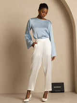 [أبيض] SilkSilky-SA 19Momme الحرير Womens Pants 006