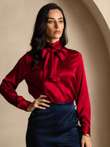 [خمر] SilkSilky-SA Long Sleeve High Neck بلوزة 001