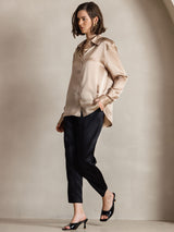 [شامبانيا] SilkSilky-SA Long Sleeve Lapel Collar بلايز نسائية 008