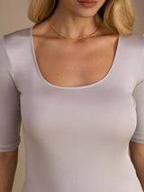 [رمادي فاتح] SilkSilky-SA Half Sleeve تي شيرت نسائية 004