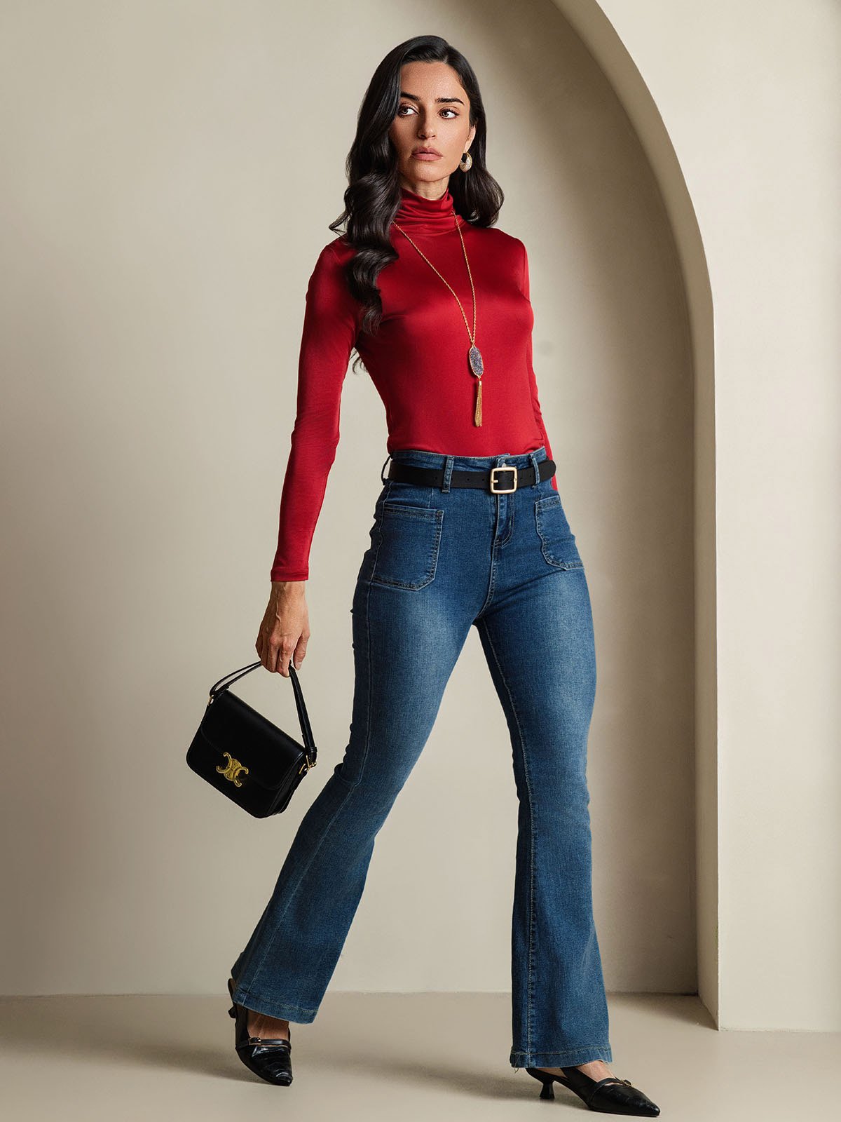 [خمر] SilkSilky-SA الأكمام الطويلة ياقة مدورة تي شيرت نسائية 006