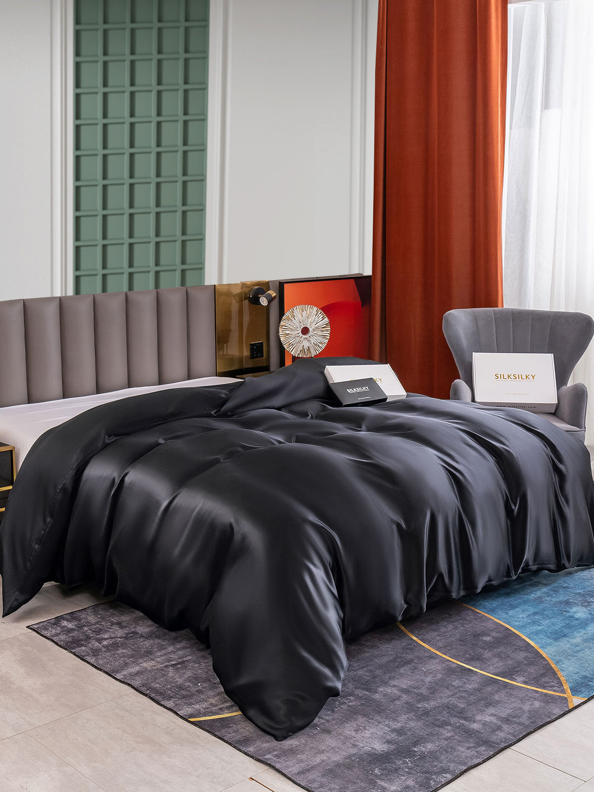 [أسود] SilkSilky-SA 25Momme Duvet Covers 001