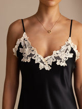 [أسود] SilkSilky-SA Sleeveless V Neck فساتين نسائية 004