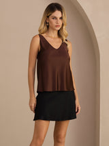 [قهوة] SilkSilky-SA Sleeveless V Neck كامي 001