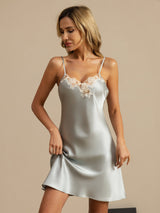 [أزرق فاتح] SilkSilky-SA Sleeveless V Neck باس النوم 003