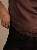 [بني] SilkSilky-SA Spaghetti Strap V Neck كامي 005