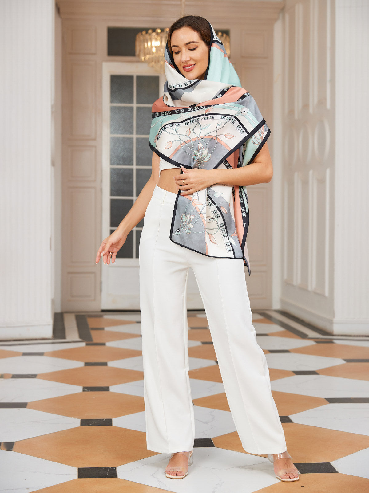 [P030] SilkSilky-SA الحرير الخالص Scarf 005,