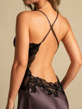 [بني غامق] SilkSilky-SA Sleeveless V Neck باس النوم 005