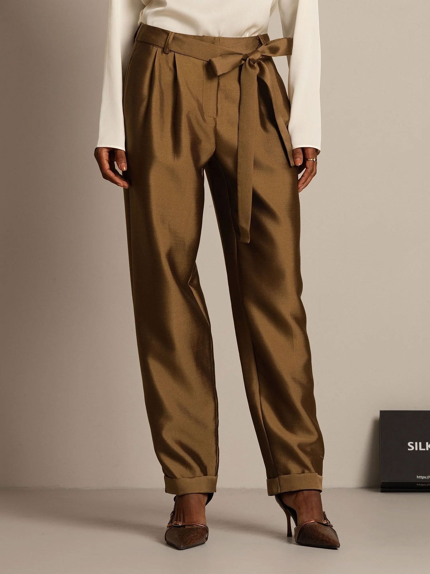 [برونزي] SilkSilky-SA 32Momme الحرير Womens Pants 007,