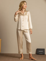 [شامبانيا] SilkSilky-SA Long Sleeve Lapel Collar طقم بيجامة نسائي 004