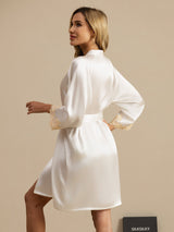 [أبيض] SilkSilky-SA 3/4 Sleeve رداء حمام نسائي 002