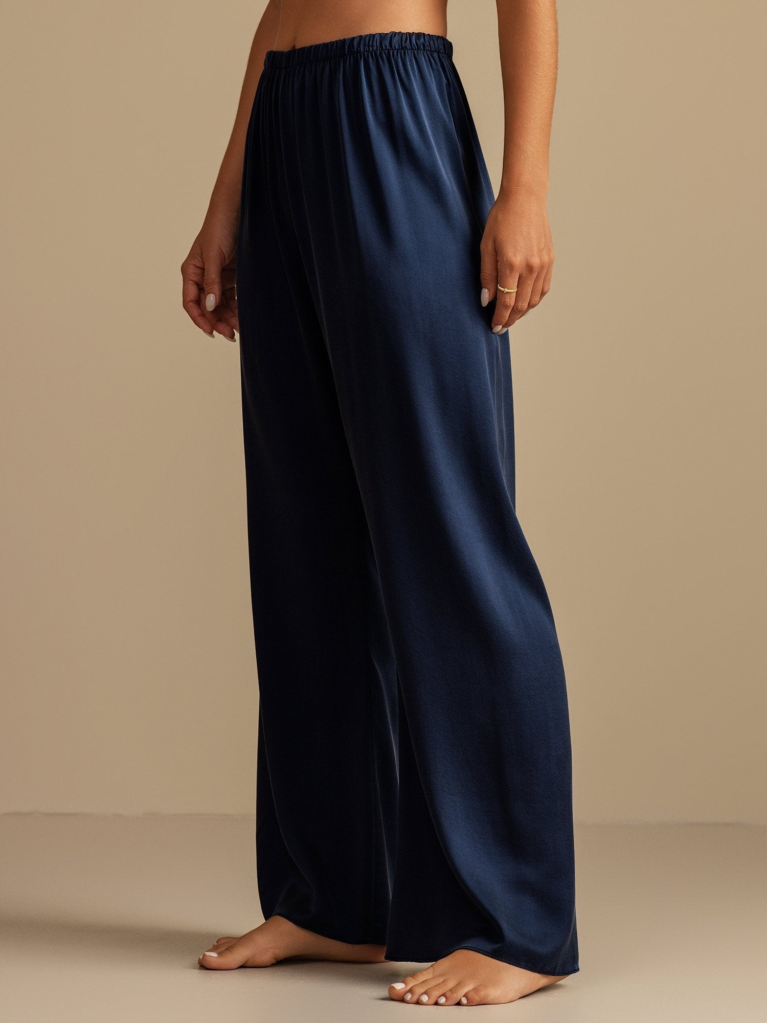 [أزرق غامق] SilkSilky-SA 19Momme الحرير Womens Sleep Bottoms 007,