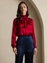 [خمر] SilkSilky-SA Long Sleeve High Neck بلوزة 007