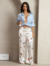 [فراشة بيضاء] SilkSilky-SA 19Momme الحرير Womens Pants 007