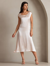 [لون القرنفل] SilkSilky-SA Cap Sleeve فساتين نسائية 003