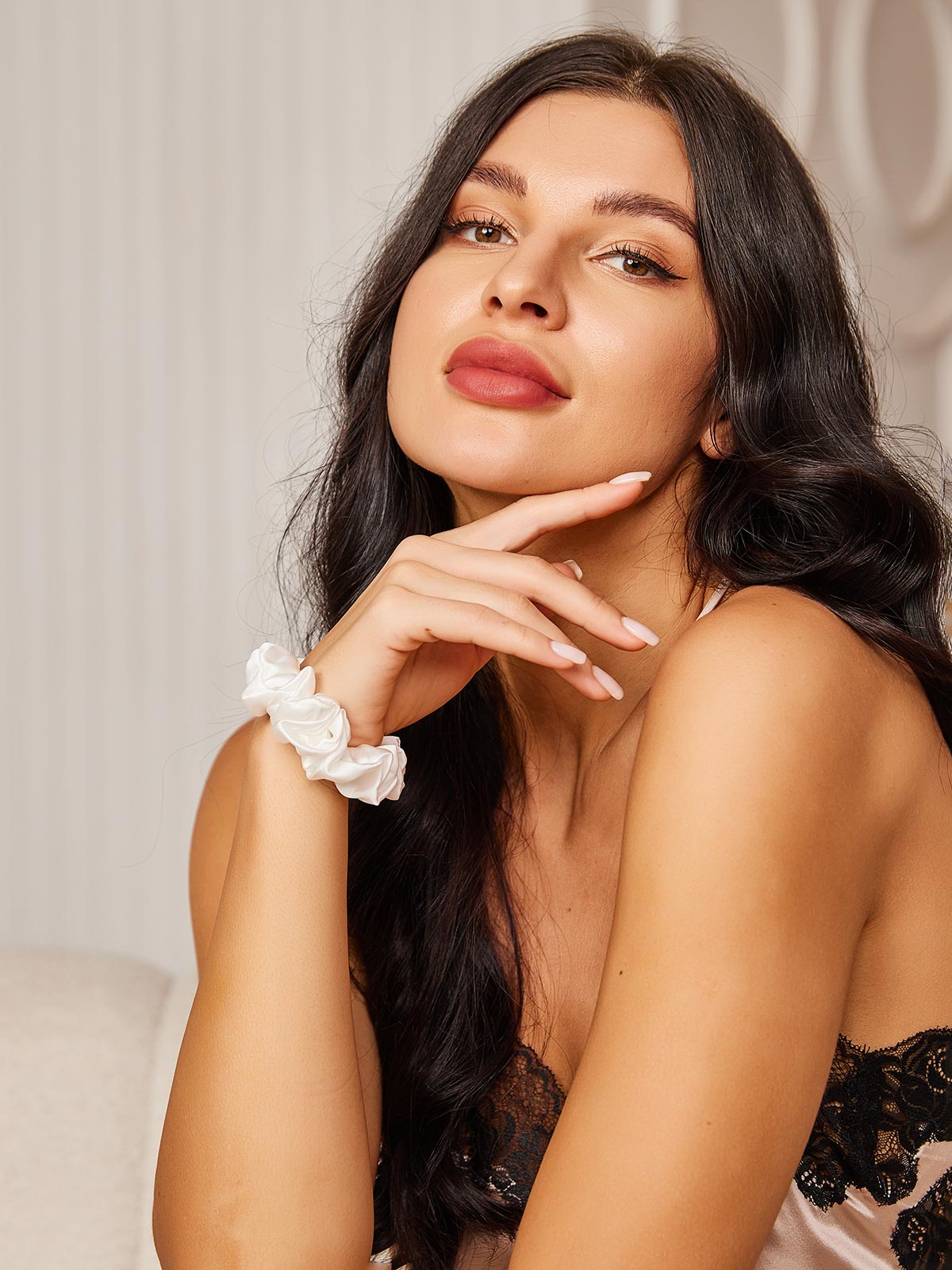 [أبيض] SilkSilky-SA 19Momme الحرير الخالص Scrunchie 003