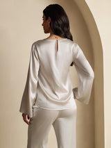 [رمادي فاتح] SilkSilky-SA Long Sleeve Boat Neck بلوزة 002