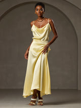 [أصفر] SilkSilky-SA Spaghetti Strap Cowl Neck كامي 005