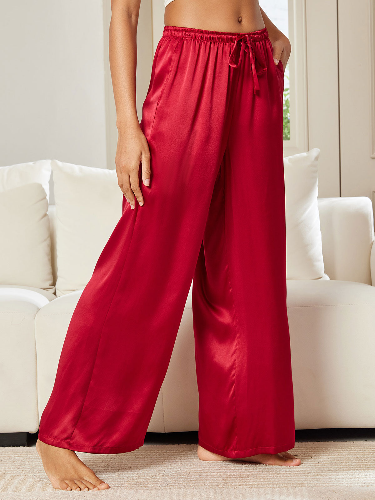 [خمر] SilkSilky-SA الحرير الخالص Womens Pants 003