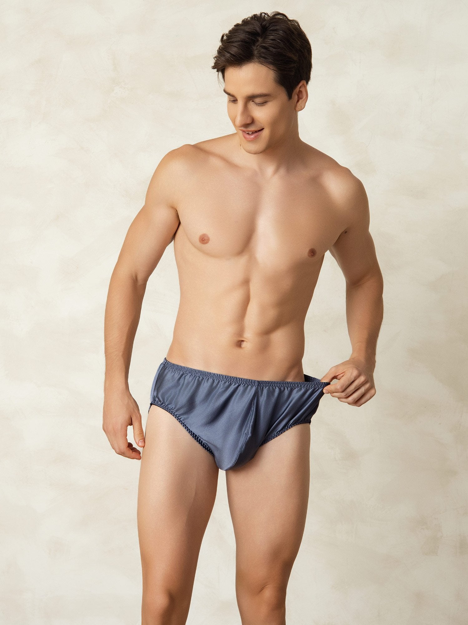 [أزرقرمادي] SilkSilky-SA الحرير الخالص Mens Underwear 005