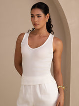 [أبيض] SilkSilky-SA Sleeveless Deep V Neck كامي 003