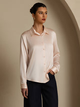 [وردي فاتح] SilkSilky-SA Long Sleeve Lapel Collar بلايز نسائية 006