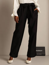 [أسود] SilkSilky-SA 32Momme الحرير Womens Pants 006