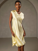 [أصفر] SilkSilky-SA Cap Sleeve V Neck باس النوم 004