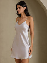 [رمادي] SilkSilky-SA Sleeveless V Neck باس النوم 006