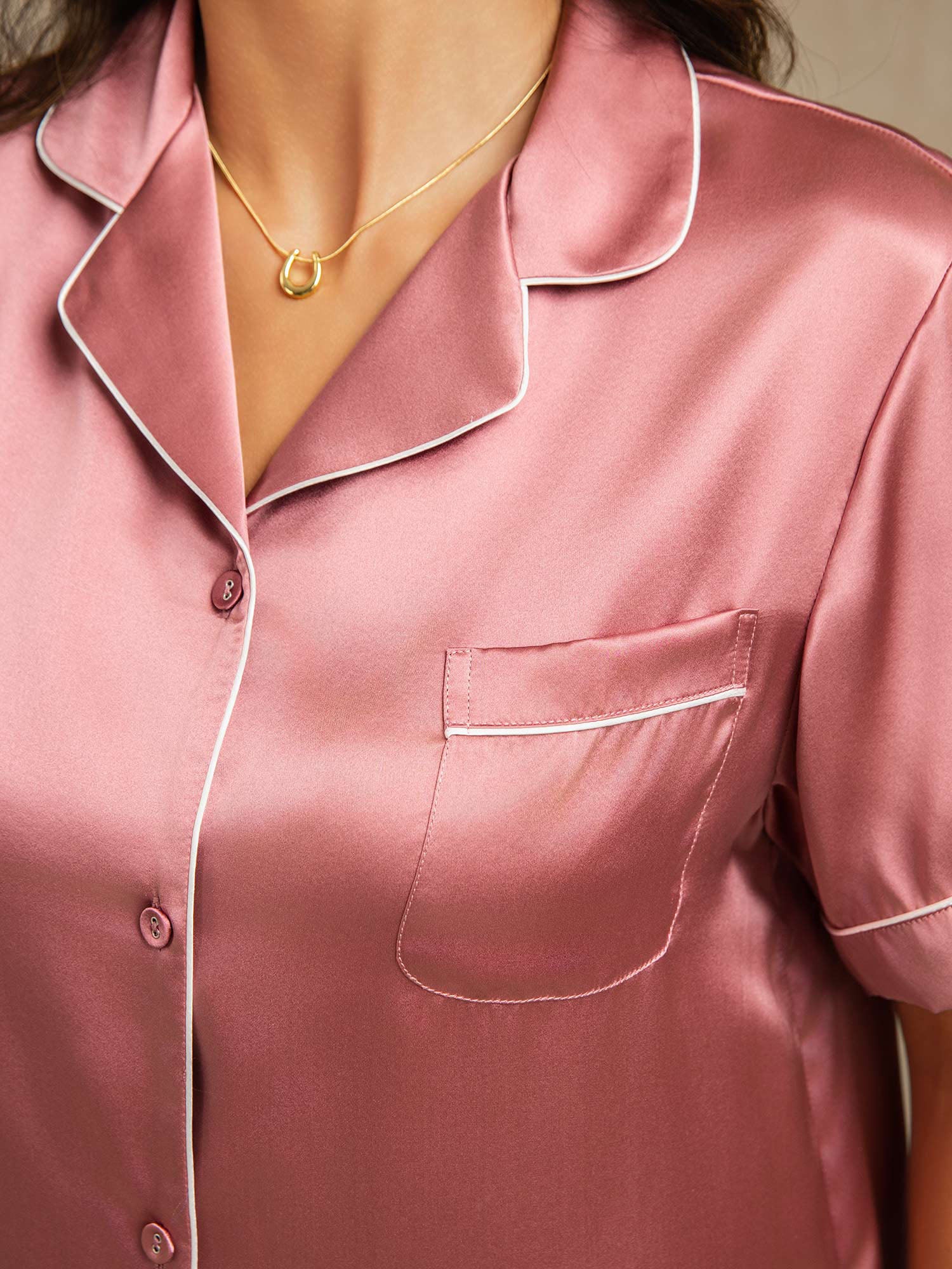 [الوردي الأرجواني] SilkSilky-SA الحرير الخالص Womens Pajamas 005