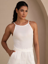 [أبيض] SilkSilky-SA Sleeveless Crew Neck كامي 001