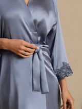 [أزرق فاتح] SilkSilky-SA 3/4 Sleeve رداء حمام نسائي 004