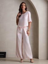 [لون القرنفل] SilkSilky-SA Half Sleeve Round Neck طقم بيجامة نسائي 003