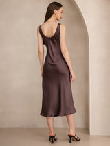 [قهوة] SilkSilky-SA Sleeveless فساتين نسائية 002