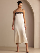 [بيج الأرز] SilkSilky-SA Spaghetti Strap Square Neck فساتين نسائية 006