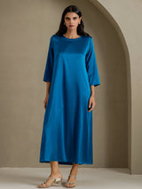 [المياه الخضراء] SilkSilky-SA 3/4 Sleeve Round Neck فساتين نسائية 005
