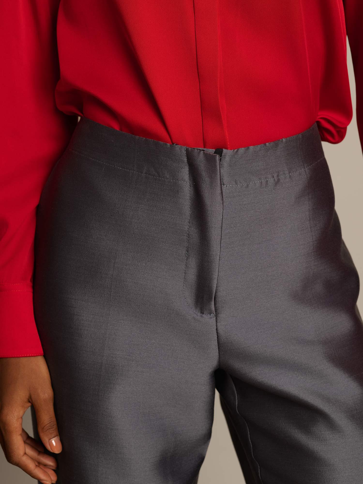 [رمادي] SilkSilky-SA 32Momme الحرير Womens Pants 004,