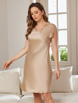 [شامبانيا] SilkSilky-SA Cap Sleeve V Neck باس النوم 004