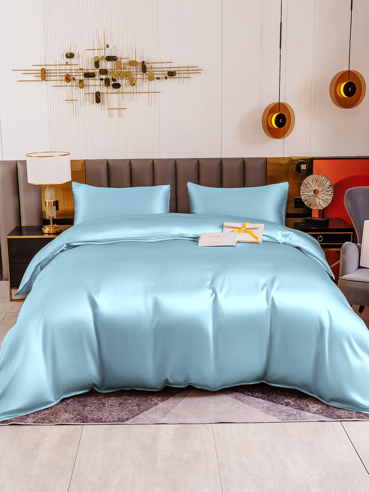 SilkSilky SA 19Momme الحرير الخالص Bedding Set شامبانيا 025