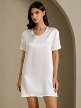 [أبيض] SilkSilky-SA Half Sleeve V Neck باس النوم 001