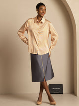 [أنماط زهرية] SilkSilky-SA Long Sleeve Lapel Collar بلايز نسائية 006