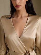 [شامبانيا] SilkSilky-SA 3/4 Sleeve رداء حمام نسائي 004