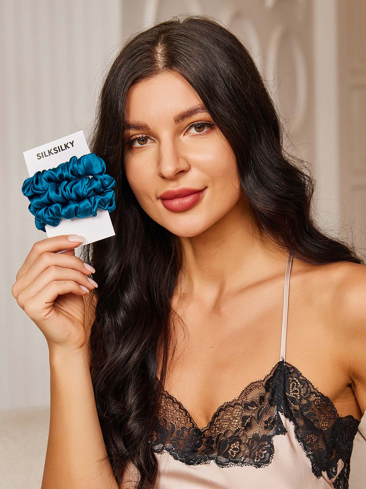 [المياه الخضراء] SilkSilky-SA 19Momme الحرير الخالص Scrunchie 001