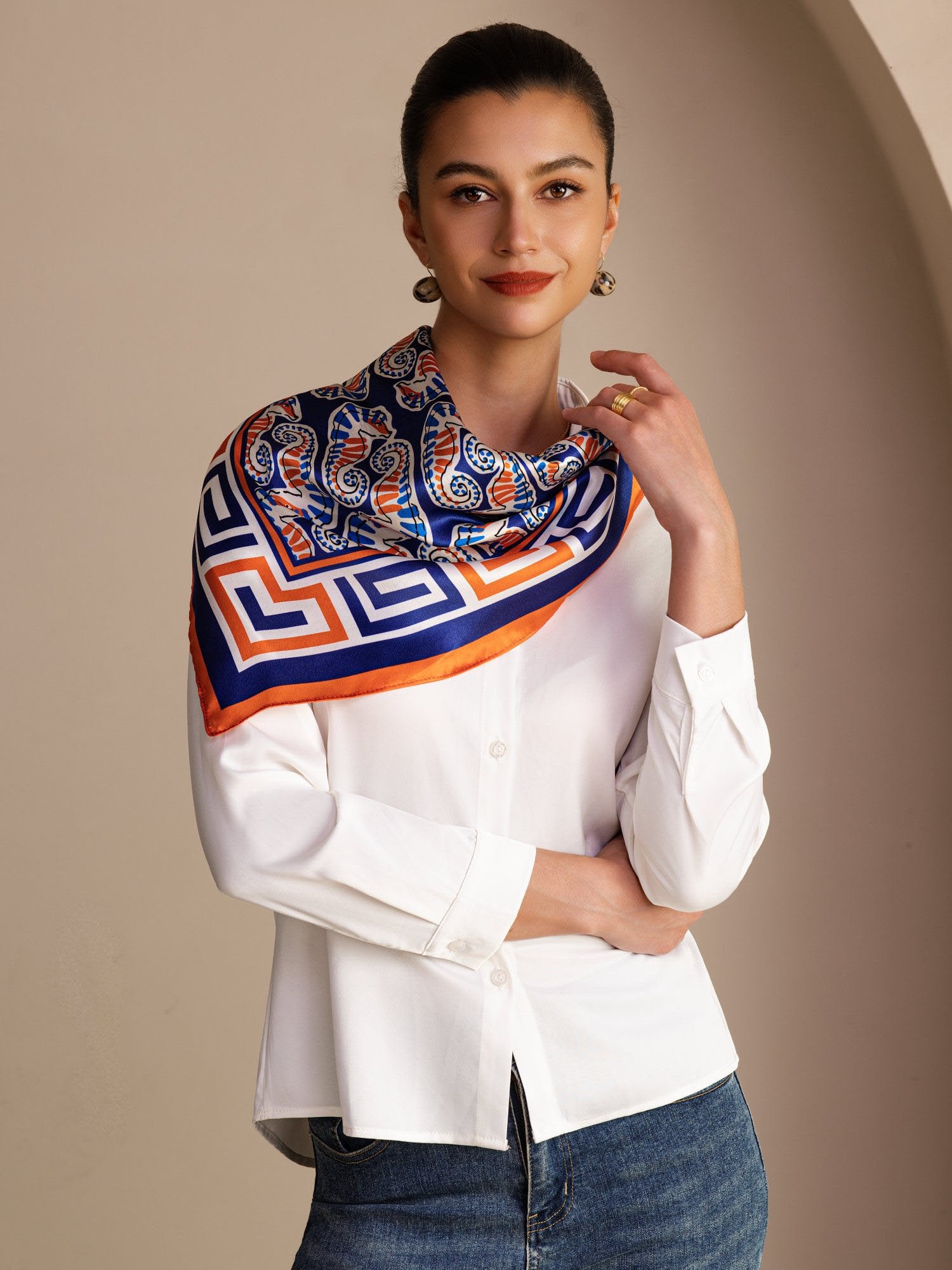 [حصان بحر كحلي] SilkSilky-SA Scarf 002