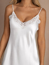 [أبيض] SilkSilky-SA Sleeveless V Neck باس النوم 004